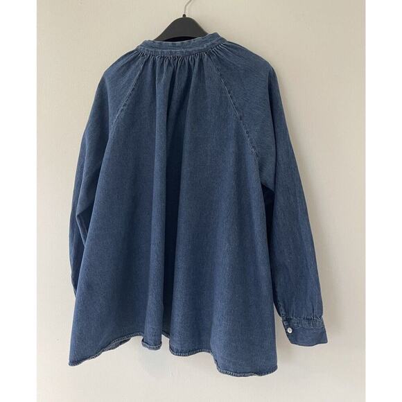 Anthropologie Ne Quittez Pas Chambray Denim Loose Top Size Large - Picture 9 of 9